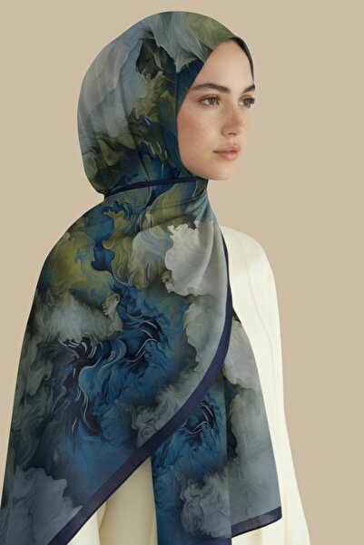 Karaca Eşarp Yanki Desen Viscose Shawl - Navy Blue