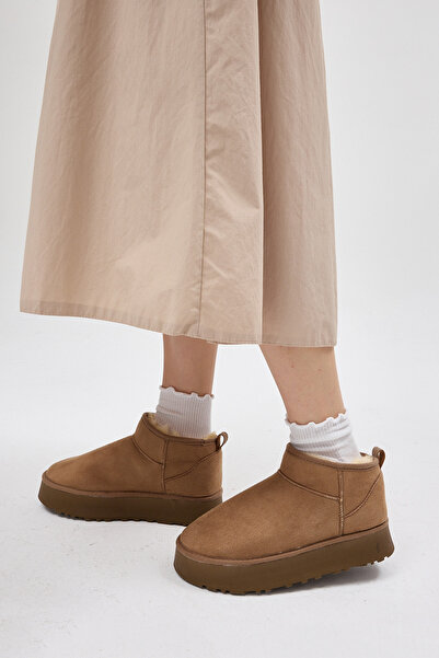 Tonny Black Women's Mink Thick Poly Sole Fur-Lined Suede Look Boots