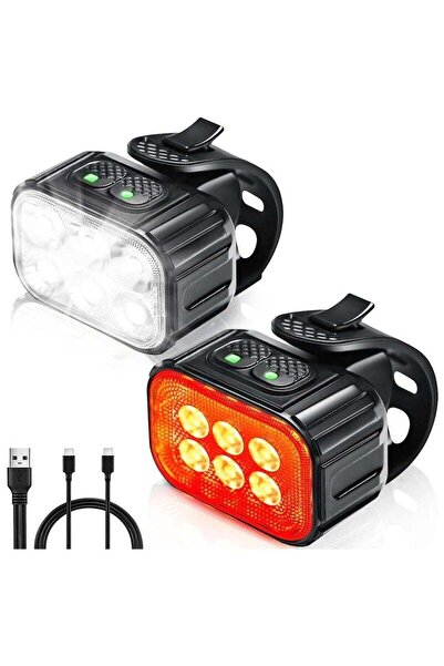 Arabest Bike Lights Set, USB Rechargeable LED Safety Light for Bicycle, Super Bright 8+12 Modes