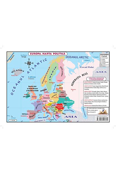 ECK PLANȘĂ HARTA FIZICĂ EUROPA. HARTA POLITICĂ EUROPA