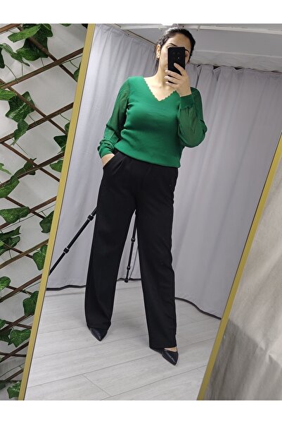 tellevolle Chiffon Sleeve Detailed Ladder Collar Blouse