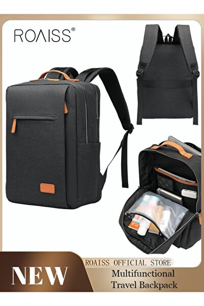 ROAISS حقيبة ظهر عملية ذات سعة كبيرة للسفر لمسافات قصيرة، تصميم بلون واحد، خف...