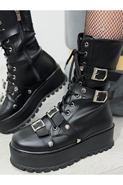 KATYDEA STORE ALEXA Boots with Buckles and Studs