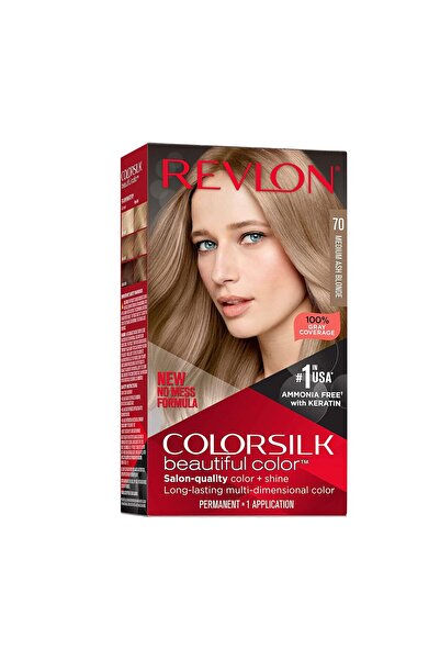 Revlon ColorSilk Beautiful Color Permanent Hair Color, 070 Medium Ash Blonde, 4.4 Fl Oz (Pack of 1)