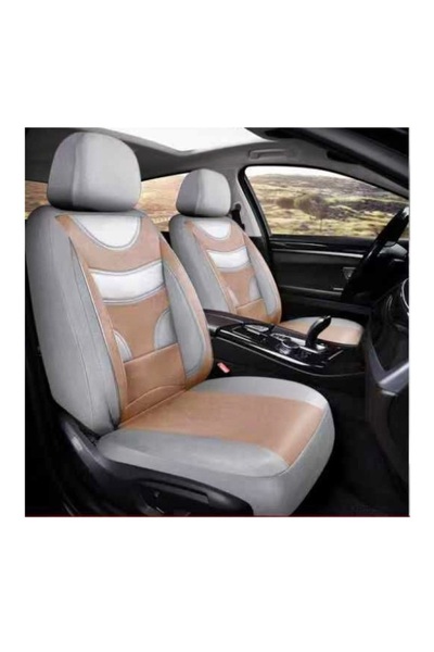 Lumi LUXURY Huse Auto Universale 11 Piese fractionate Bej Compatibile Scaune Fata si Spate