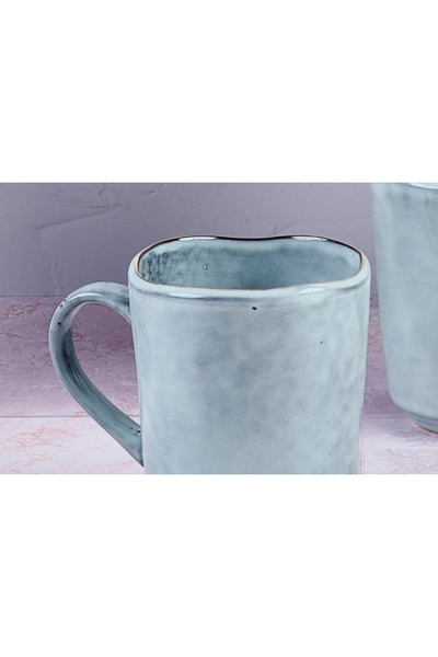 BJORN Set of 6 Coffee Mugs, CLOUD Storm, glazed ceramic, 400ml, blue