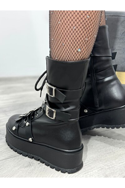 KATYDEA STORE ALEXA Boots with Buckles and Studs