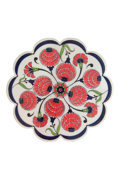 e-meta Türk Çini Sanatı 18 cm Seramik Nihale / Tencere Demlik Altlığı - Papat...