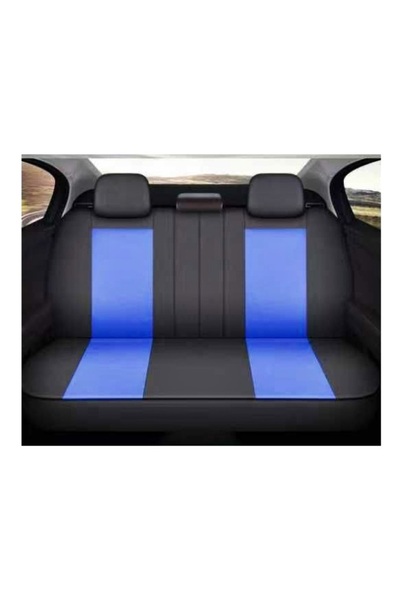 Lumi LUXURY Universal Car Covers 11 Fractional Pieces Black with Blue Compatible Front and Rear Seats