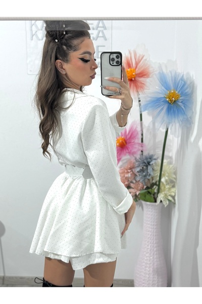 KATYDEA STORE White jumpsuit with stamped crystals MELANIA