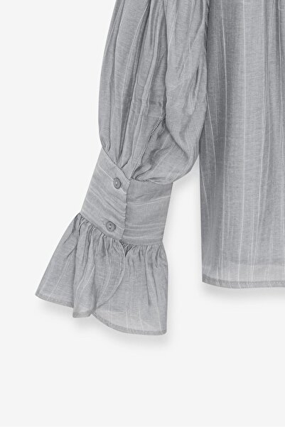 Saade Women's Oversized Shirred Off-Shoulder Textured Shirt - Cuff Detail