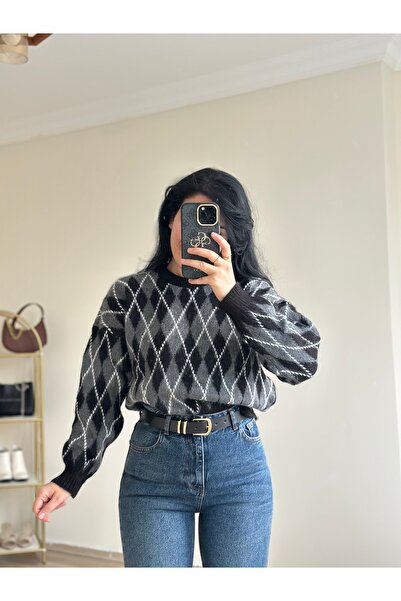 YELZEY BUTİK Baklava Pattern Sweater