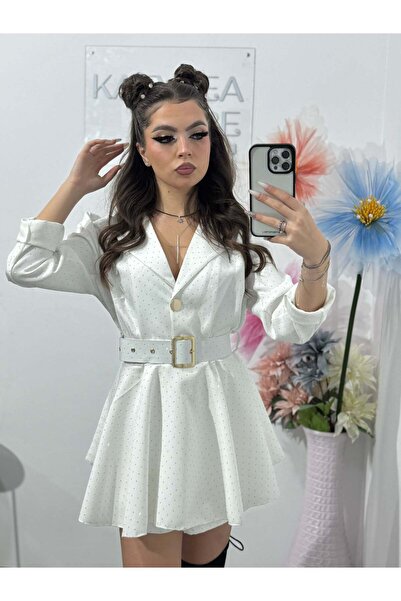 KATYDEA STORE White jumpsuit with stamped crystals MELANIA