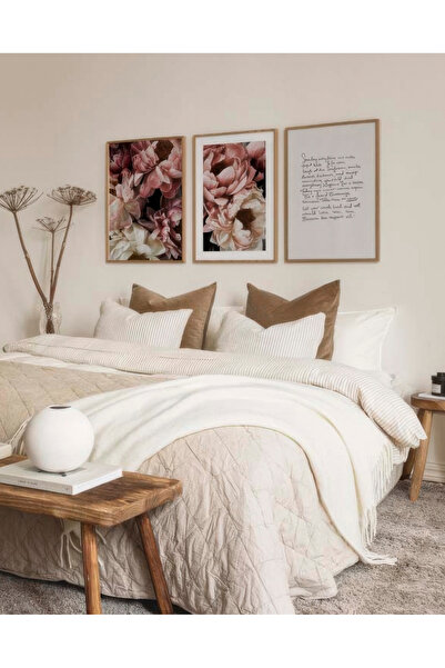 woodhomeworks Pictură abstractă din 3 piese cu cadru din lemn Home Home Livin...