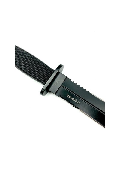 Ems Russian hunting knife with double edge and serrated blade, 29 cm, black
