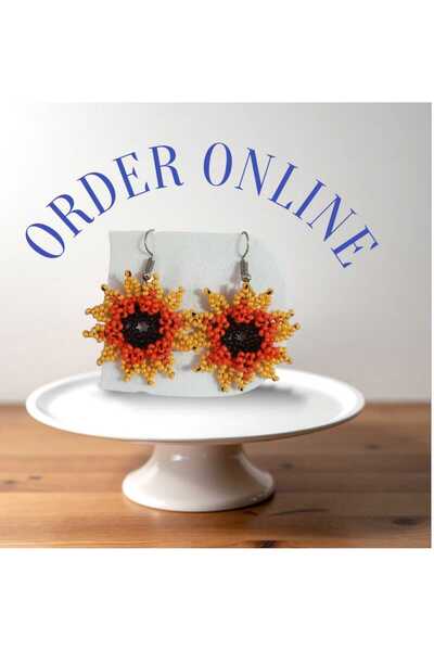 PATRON Sunflower Patterned Earrings Made of Sand Bombshell with an Amazing Look