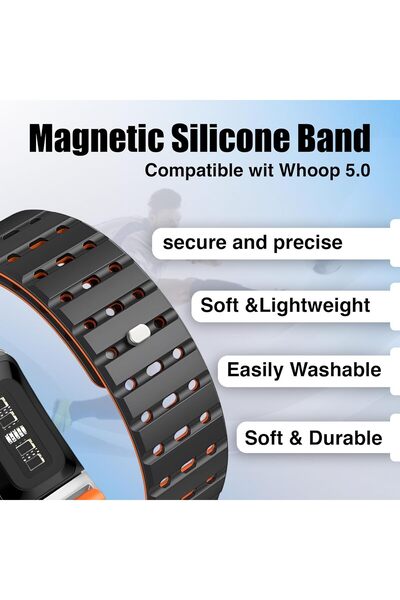 Specton Magnetic Silicone Sport Replacement Band Compatible with WHOOP 5.0, One/Peak, Life/MG