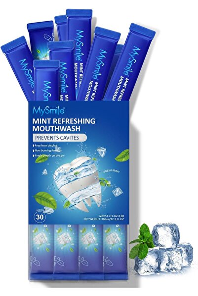 mysmile Mouthwash Alcohol Free Travel Mouthwash, Fresh Mint, 30 Uses (12ml x 30)