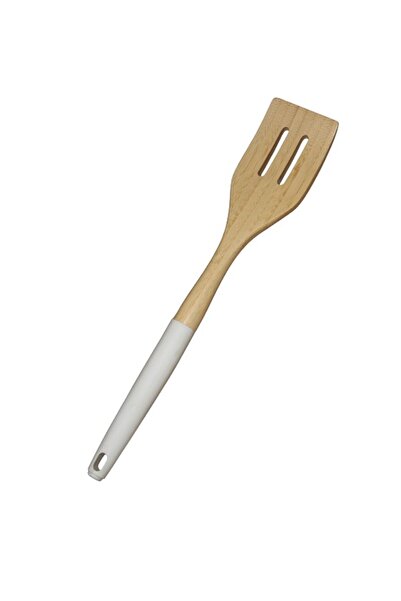 WDA Wooden Slotted Spatula with Soft Grip Handle