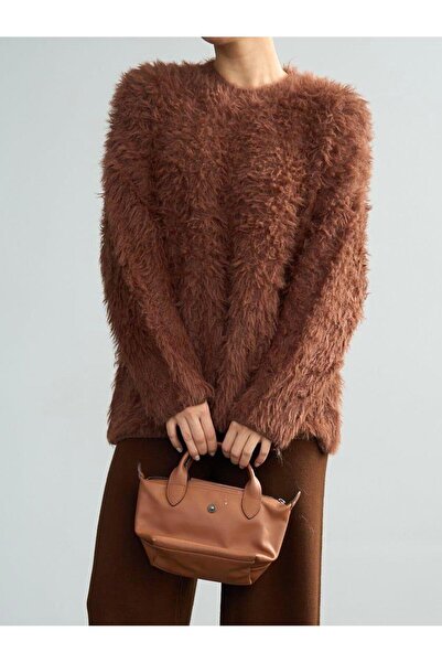 Betül Nayir Bearded Oversized Sweater -Coffee