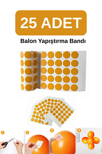 SosyeteDükkanı 25 Adet Çift Taraflı Balon Yapıştırma Bantı Damla Modeli Balon...