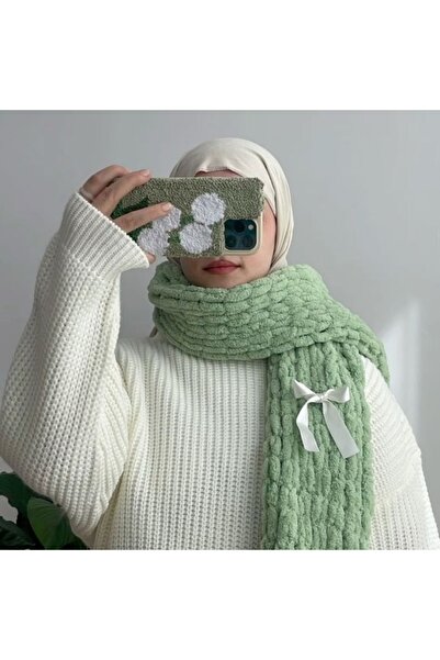 lydia Puffy Scarf with Ribbon (Made in Desired Color)