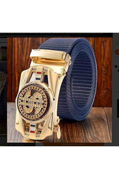 kargasa Rotating Automatic Buckle Belt - Gold Tone Metallic Nylon