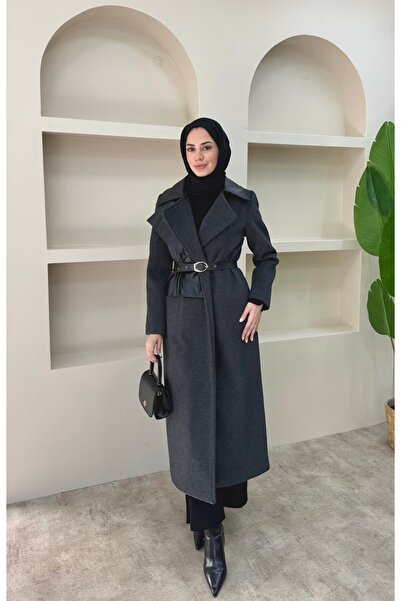 lurex moda Premium Cashmere Coat with Leather Cape