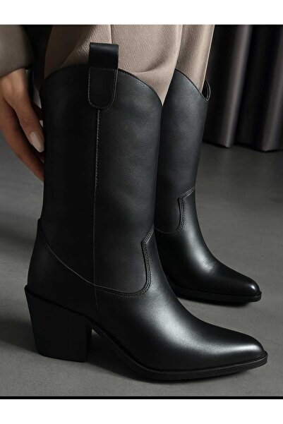 POTEEN Diva Western Kadın Kovboy Yarım Bot P317-Siyah