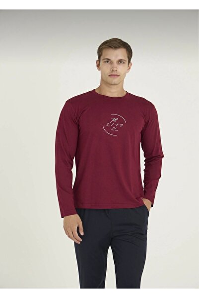 İpek Men's Long Sleeve Crew Neck Modal-Cotton Blend Pajama Set