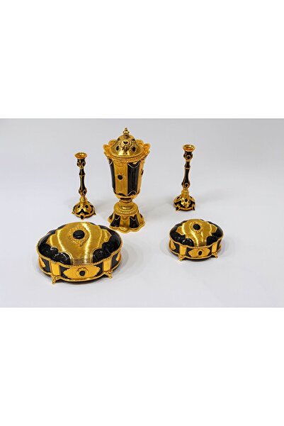 ALMASA طقم ملكي مبخر مع مرش مع 2شمعدان مع صندوق كبير * صندوزق صغير