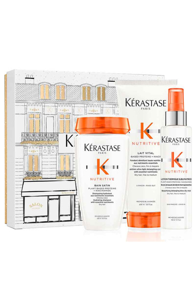 Kerastase Nutritive Set, Shampoo 250ml, Conditioner 200ml and Hot Air Drying and Styling Spray 150ml