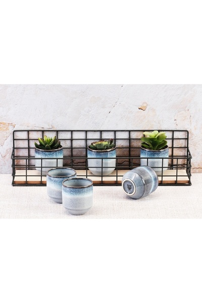 BJORN Set of 6 Coffee cups, GENESIS Sea, glazed ceramic, 150ml, light blue