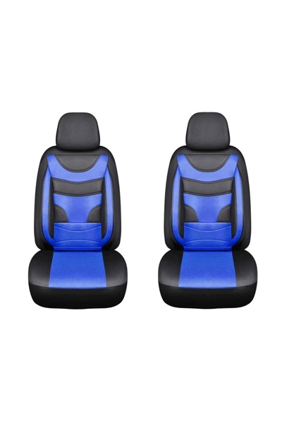 Lumi LUXURY Universal Car Covers 11 Fractional Pieces Black with Blue Compatible Front and Rear Seats