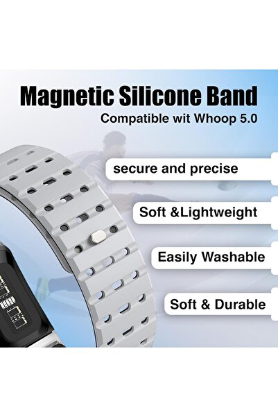 Specton Magnetic Silicone Sport Replacement Band Compatible with WHOOP 5.0 (One/Peak/Life/MG)