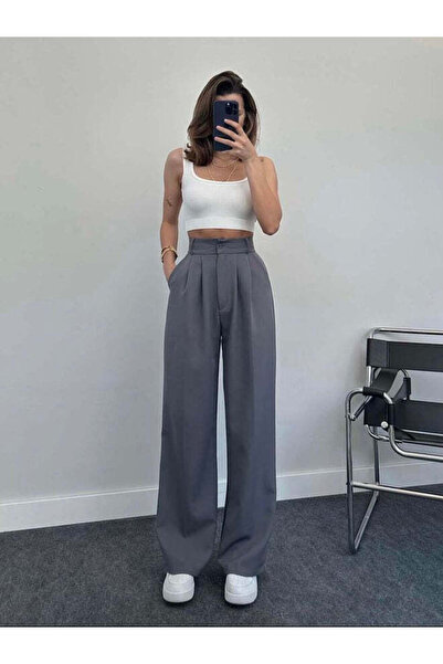 TURCIA Grey wide-leg trousers
