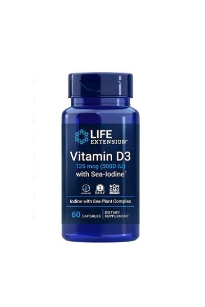 Life Extension Vitamin D3 with Sea-Iodine 5000IU 60 Capsule -