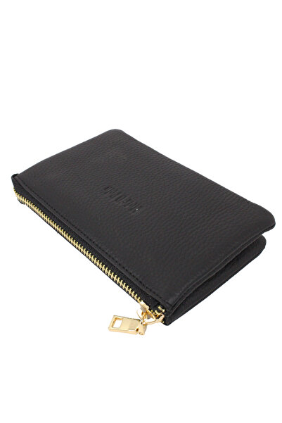 Metropolitan Mpcuz 401 Women's Unisex, Genuine Leather, Wallet Card Holder, Portfolio Black