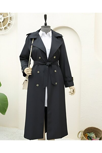 HİJABAYA Довгий тренч з кишенями на рукавах і плечах з еполетами