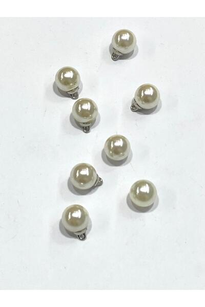 karantuhafiye زر لؤلؤي / زر لؤلؤي مع مشبك معدني / 8 قطع / 1.2 سم كريمي اللون