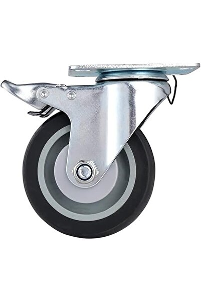 Lawazim BMB Grey TPR Caster 125mm - Swivel Brake Double Ball Bearing