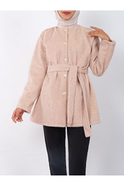 HİJABAYA Γούνινο μπουφάν με κουμπιά και δεμένη μέση