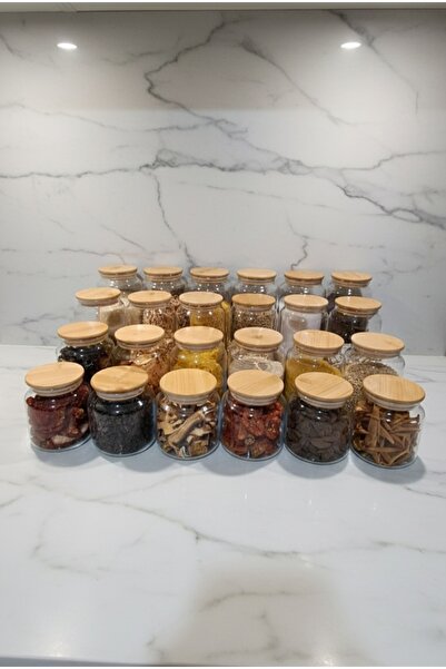 ÖZ HOME 24-Piece Vacuum Bamboo Lid Glass Storage/Organization Jar Set