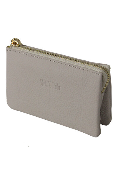 Metropolitan Mpcuz 401 Women's Unisex, Genuine Leather, Wallet Card Holder, Portfolio Light Grey