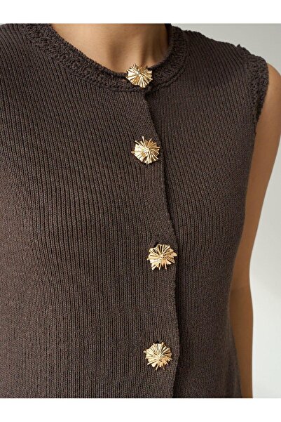 Betül Nayir Steel Knitted Sweater Vest - Brown