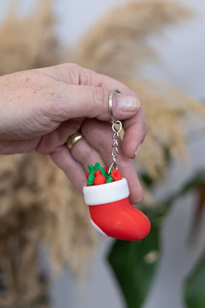 Modello Craft سلسلة مفاتيح على شكل جورب عيد الميلاد - لعبة لتخفيف التوتر وزينة للحقائب بطول 5 سم