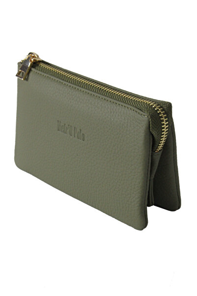 Metropolitan Mpcuz 401 Women's Unisex, Genuine Leather, Wallet Card Holder, Portfolio Khaki