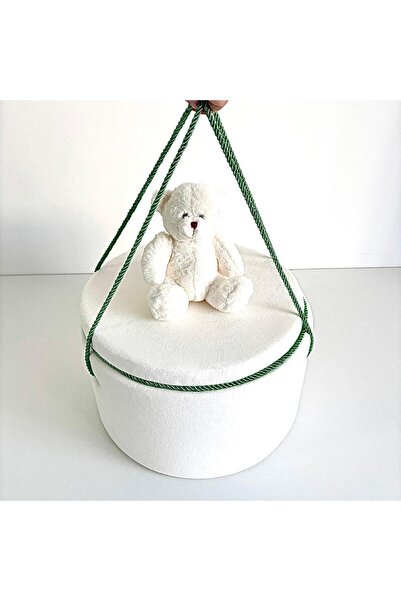 Anya-Events Cutie Buretată cu Ursuleț Pentru Trusoul de Botez cu Șnur Verde