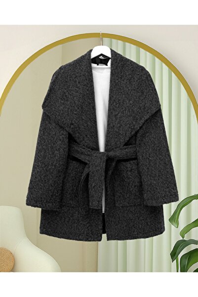 HİJABAYA Кашмирено палто с широк яка, колан и джобове