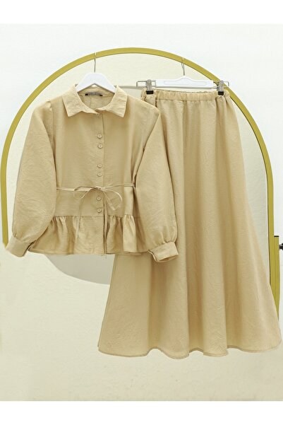 HİJABAYA Διπλό Σετ Φούστα με Βολάν και Ζώνη